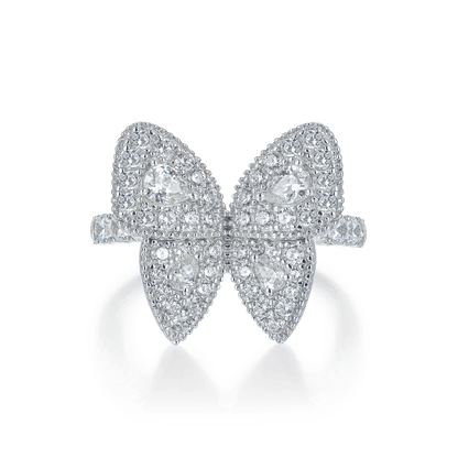 Anillo de compromiso de mariposas agrupadas vívidas