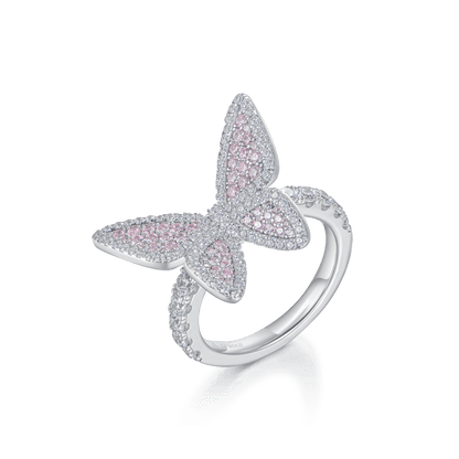 Bague de fiançailles en cluster rose vif