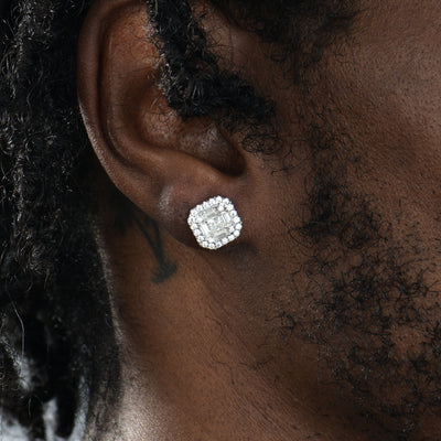 Boucle d'oreille halo Moissanite S925