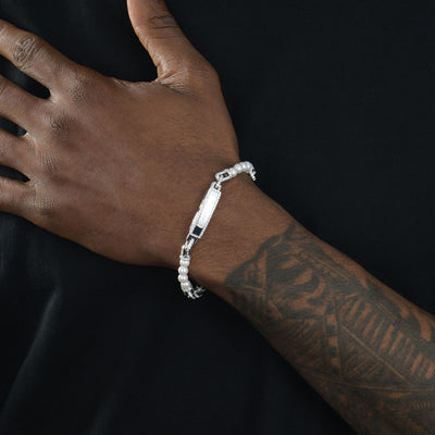 Bracelet personnalisé avec étiquette nominative en perles - 5 mm