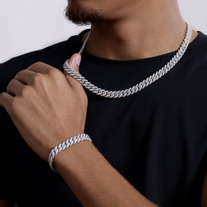 8mm Round Cut Cuban Link Chain & Bracelet Gift Set