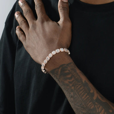 Baguette Clustered Tennis Bracelet - 8mm