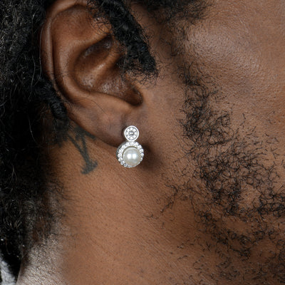 Boucle d'oreille créoles en fil de fer barbelé et perles, S925