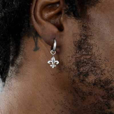 S925 Knight Fleur de lis Dangly Earrings - Pair