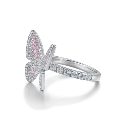 Bague de fiançailles en cluster rose vif