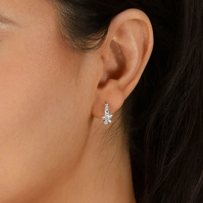 Boucle d'oreille créole papillon S925, grâce éternelle