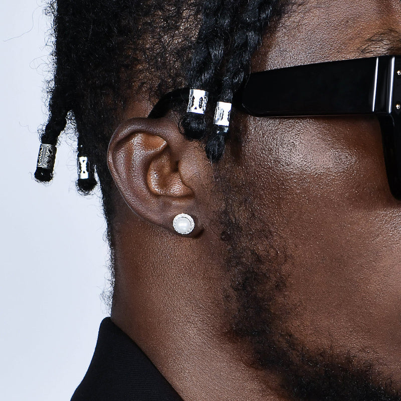 Moissanite White Pearl Stud Earring for men & women - APORRO