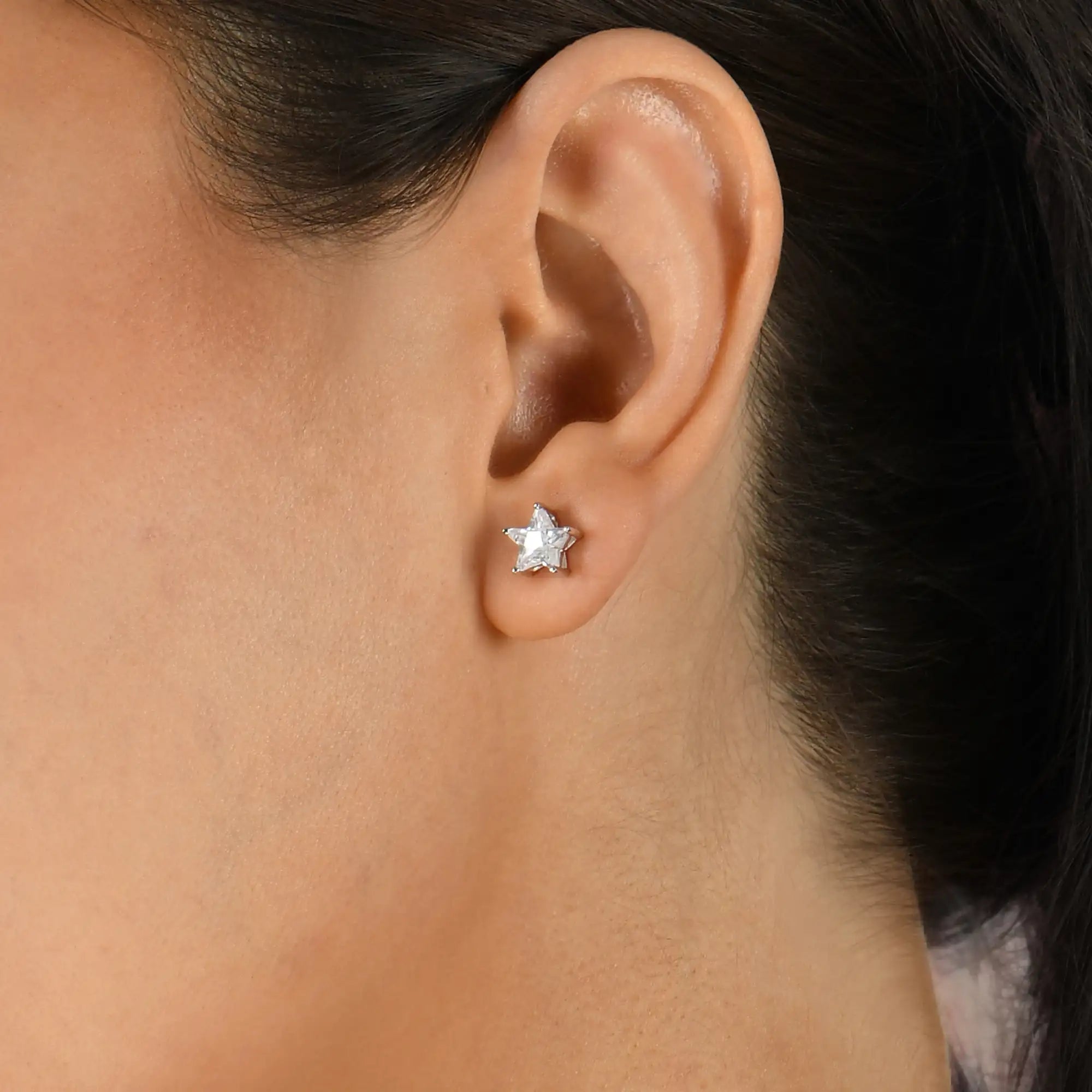 Women's Moissanite Pentagram Stud Earrings