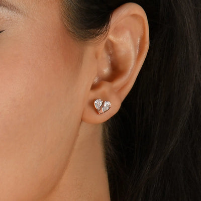 S925 Radiant Hearts Entwined Stud Earrings