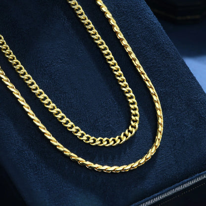 Franco Chain & Miami Chain Set - Yellow Gold