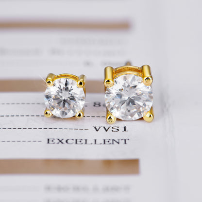 Moissanite Round Cut Stud Earring