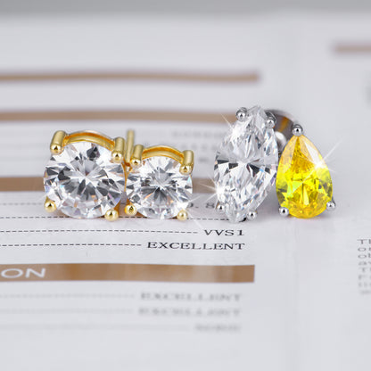 Moissanite TOI et Moi -Bolzenohrringe - Marquise & Pear