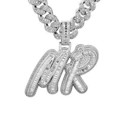 Youth Custom Iced Out Multi-layer Baguette Font Pendant