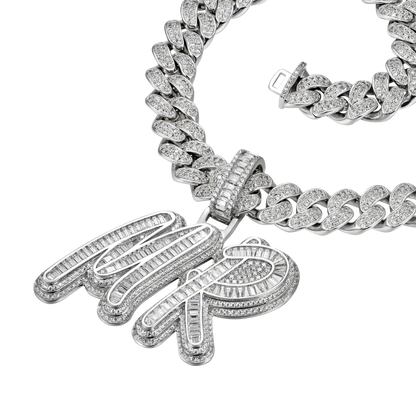 Youth Custom Iced Out Multi-layer Baguette Font Pendant