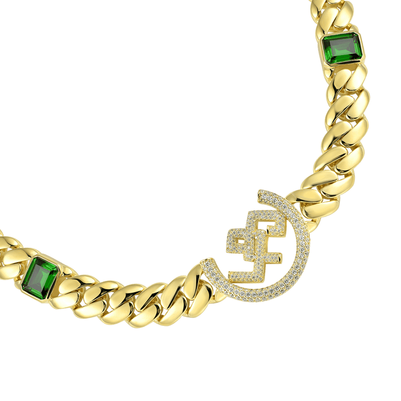 APORRO X GG 12mm Emerald Cuban Necklace - APORRO