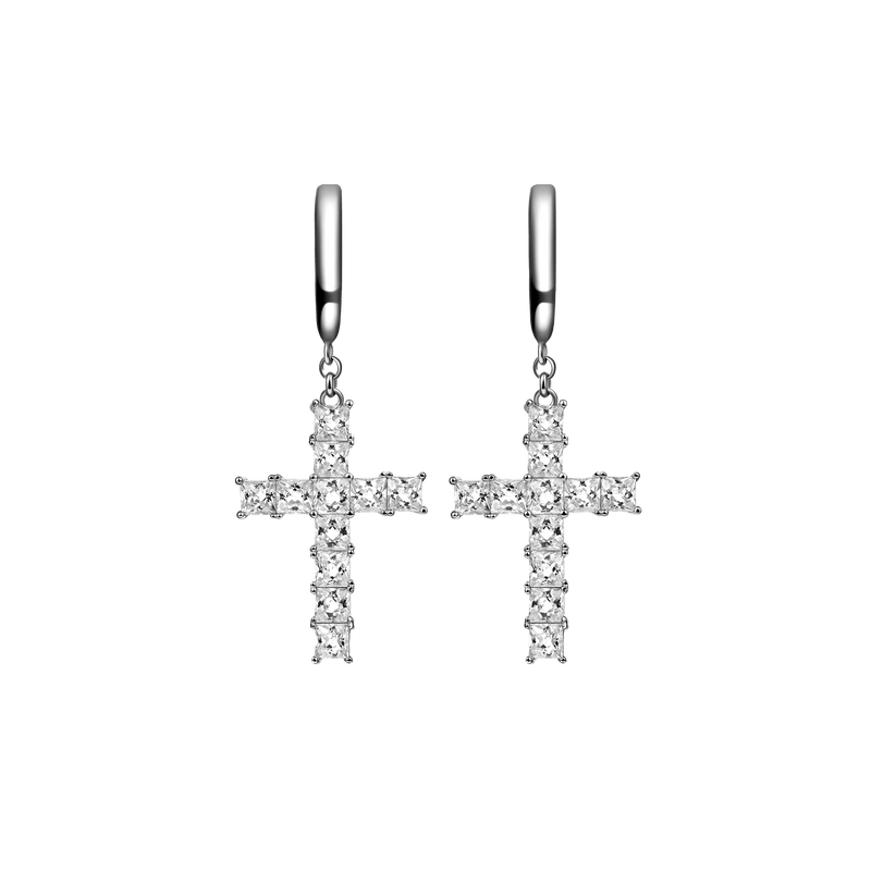 Tennis Cross Ohrringe aus 925er Sterlingsilber - APORRO