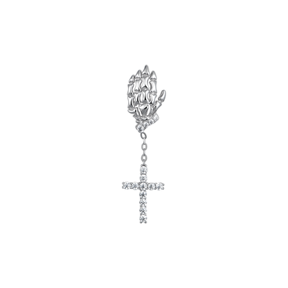 Kreuz Skelett Hand Ohrringe in 925 Sterling Silber