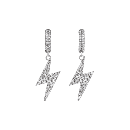 Lightning Bolt helado en plata de ley 925 Pendientes