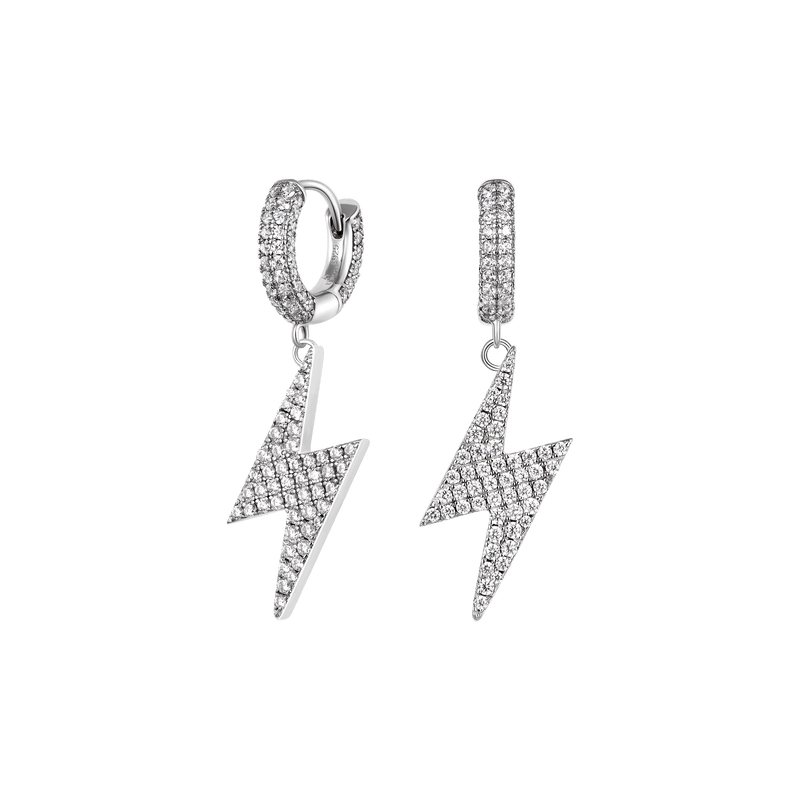 White lightning bolt earrings deals