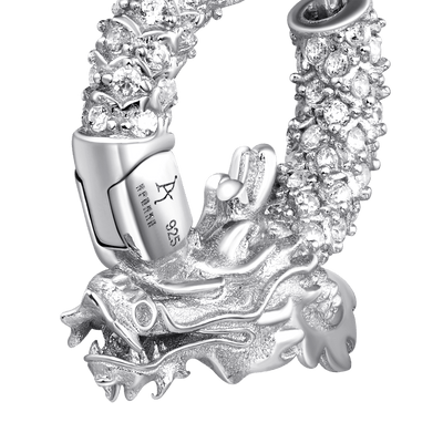 S925 WONG Iced Coiled Dragon Hoop Earring