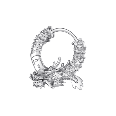 S925 WONG Iced Coiled Dragon Hoop Earring