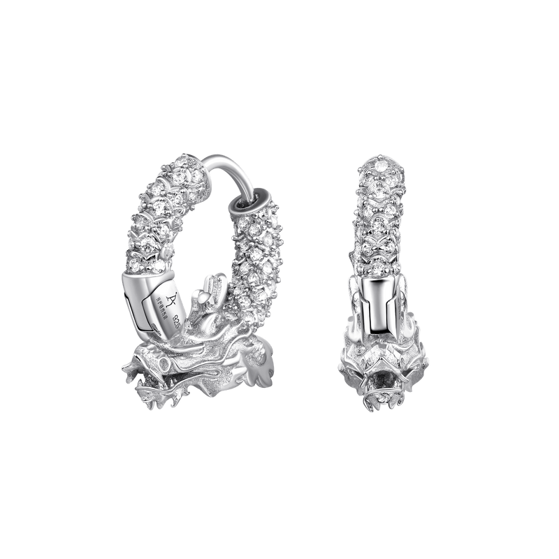 WONG Dragon Hoop Moissanite Earrings- Men's & Women's gold hoop earrings - APORRO