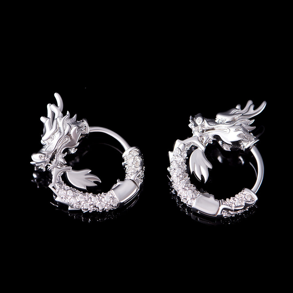 Boucles d'oreilles créoles WONG Dragon (boucle infinie)