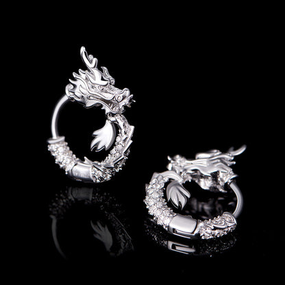 Boucles d'oreilles créoles WONG Dragon (boucle infinie)