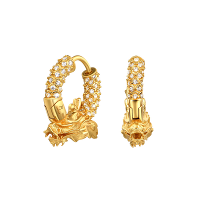 S925 WONG Iced Coiled Dragon Hoop Earring