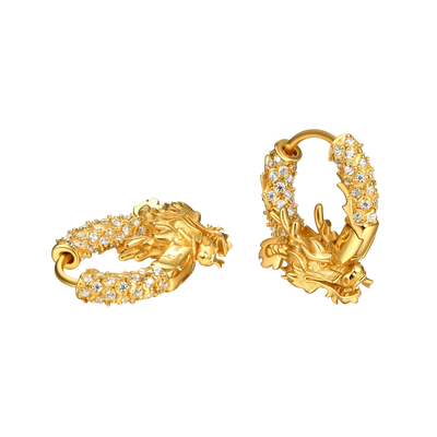 S925 WONG Iced Coiled Dragon Hoop Earring