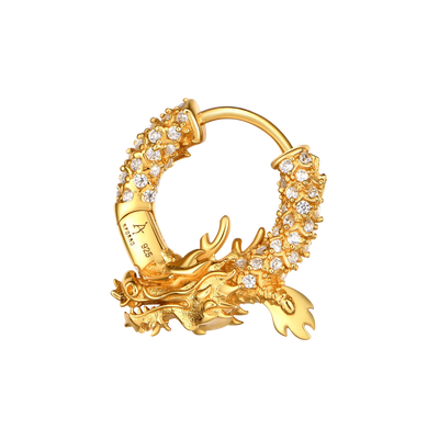 S925 WONG Iced Coiled Dragon Hoop Earring