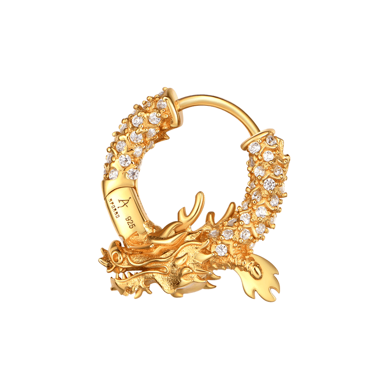 WONG Dragon Hoop Moissanite Earrings- Men's & Women's gold hoop earrings - APORRO