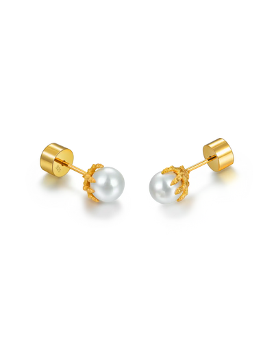 S925 WONG Dragon Pearl Stud Earring