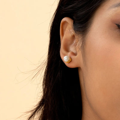 S925 WONG Dragon Pearl Stud Earring