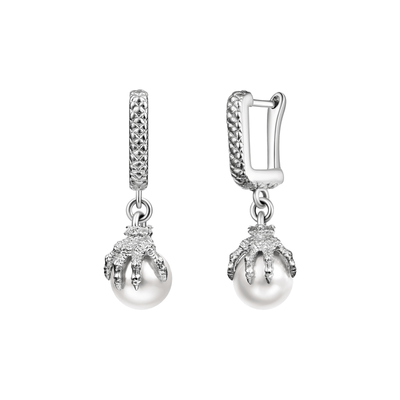 WONG Boucles d'oreilles pendantes avec perles en forme de griffe de dr - APORRO