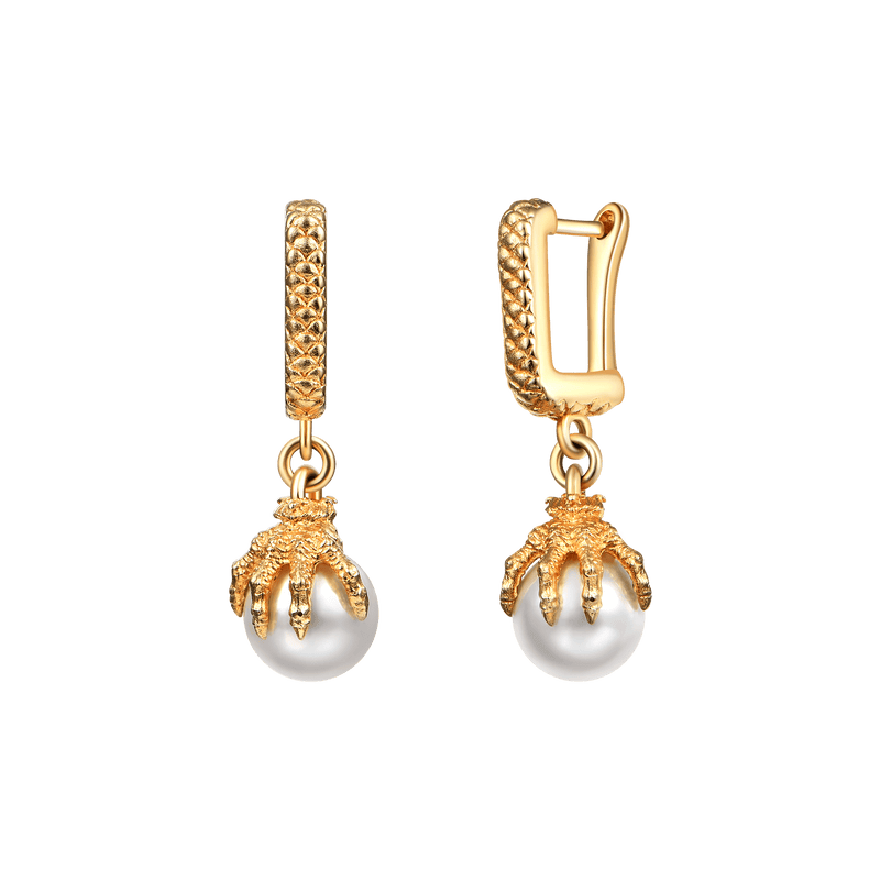 WONG Boucles d'oreilles pendantes avec perles en forme de griffe de dr - APORRO