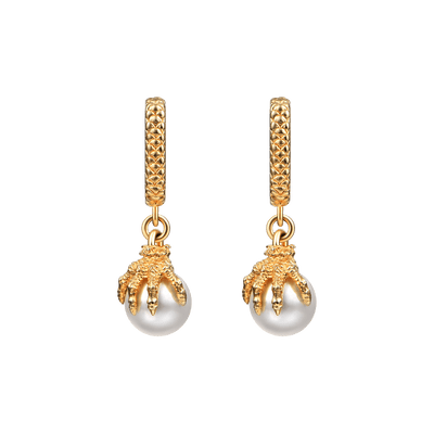Single WONG Dragon Claw Pearl Dangly Earring