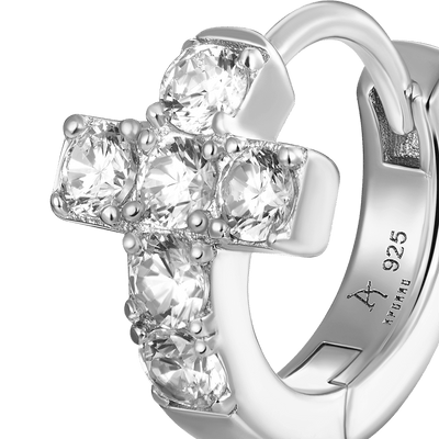 Single Cross Hoop Earring