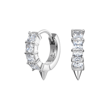 Princess Cut Spike Hoop Earrings-Pair