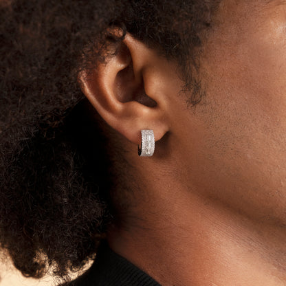 Tri-Baguette Hoop Earring