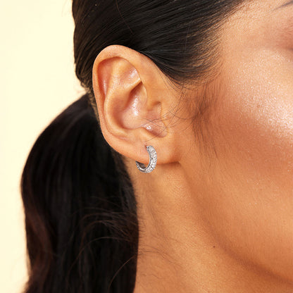 S925 Round Paved Hoop Earrings