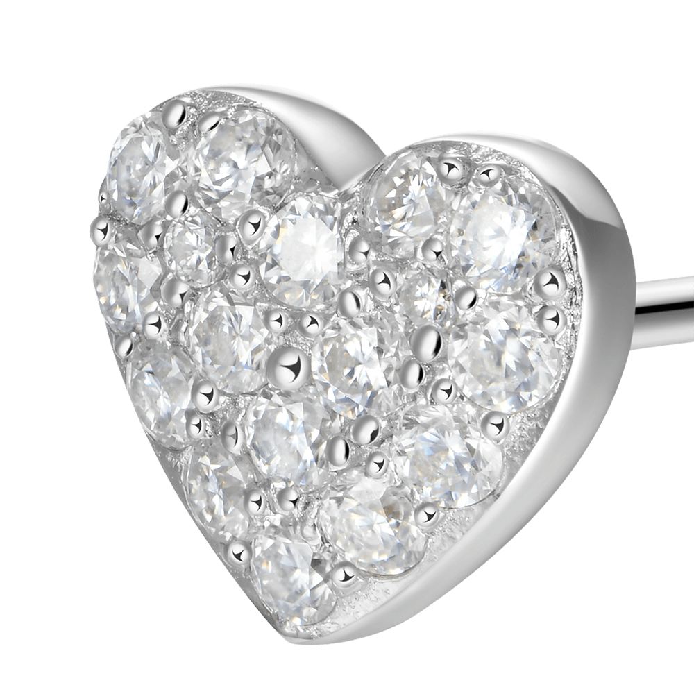 Orero per borchie a forma di cuore singola moissanite