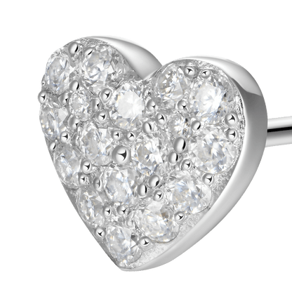 Orero per borchie a forma di cuore singola moissanite