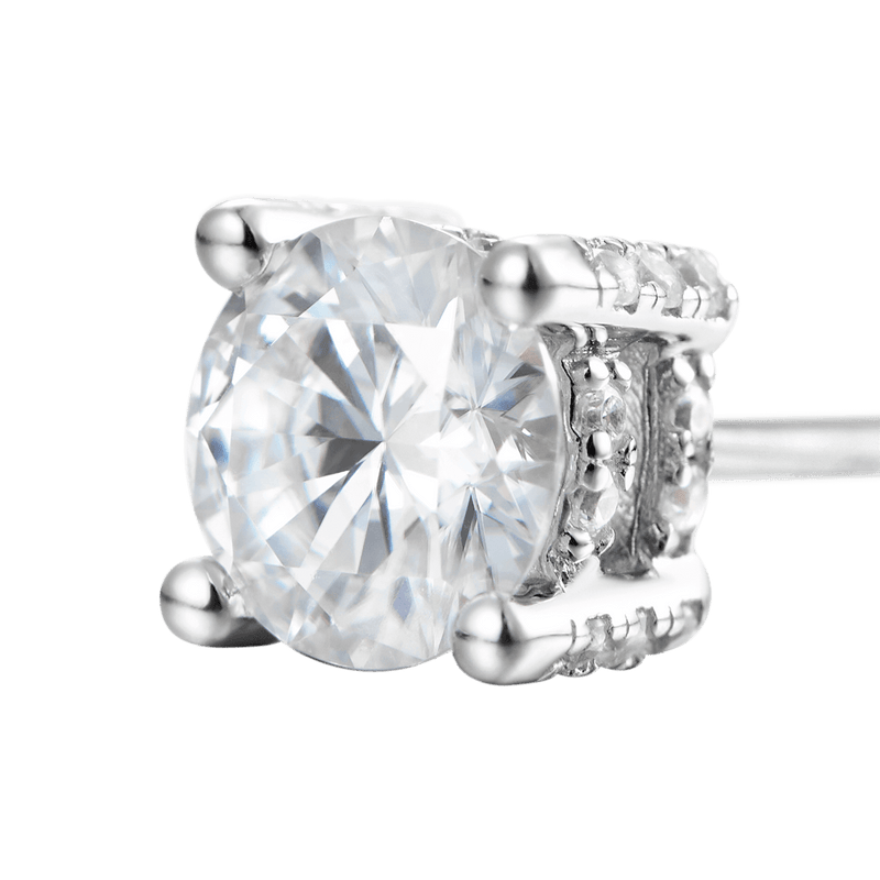 Clou d'oreille Moissanite rond serti à griffe - APORRO