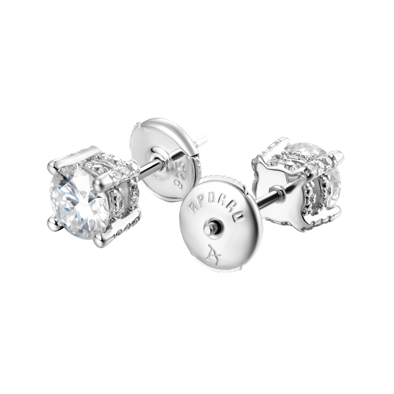 Round Cut Moissanite Stud Earring - APORRO Jewelry - APORRO