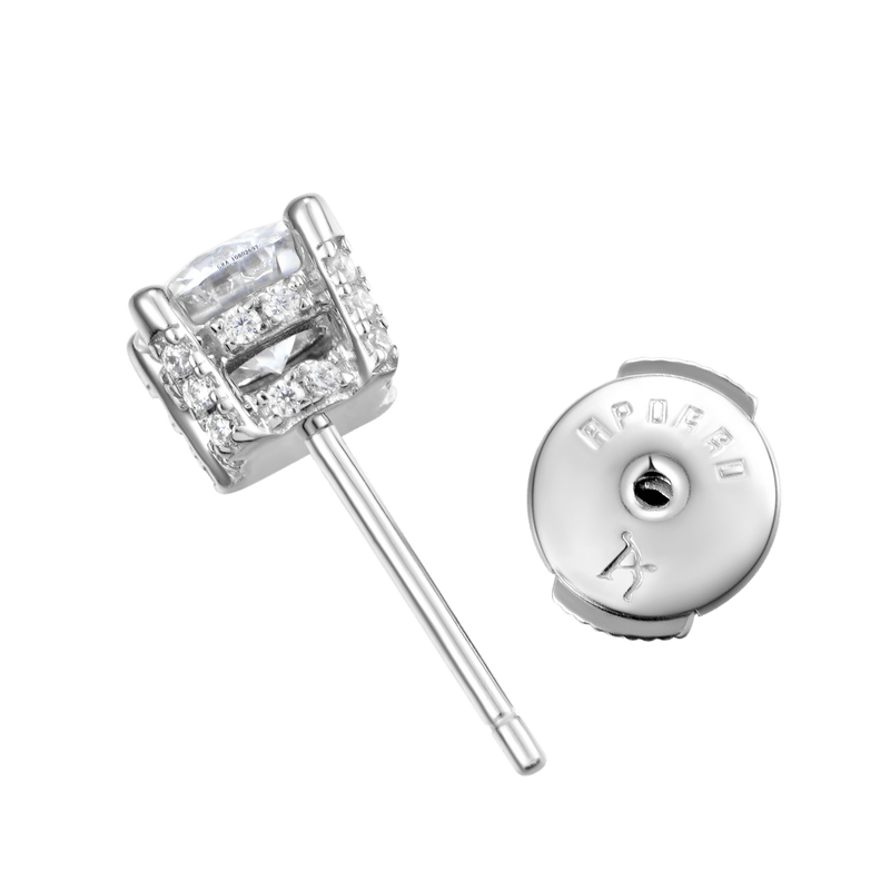 Moissanit-Ohrstecker mit rundem Schliff und Krallenfassung-APORRO Schmuck - APORRO