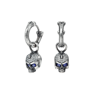 S925 X Iced Skull Dangly Ohrring