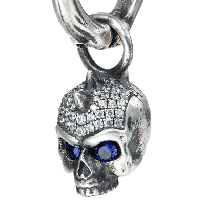 S925 X Iced Skull Dangly Ohrring