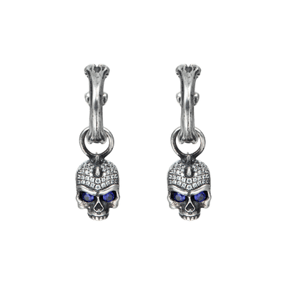 S925 X Iced Skull Dangly Ohrring