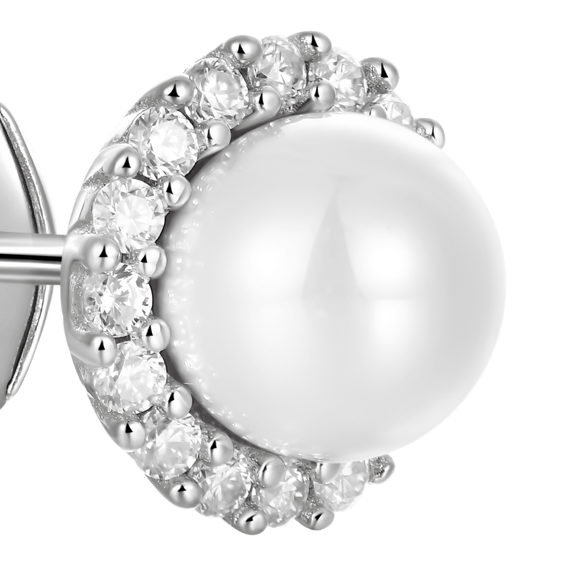 Moissanite White Pearl Stud Earring for men & women - APORRO